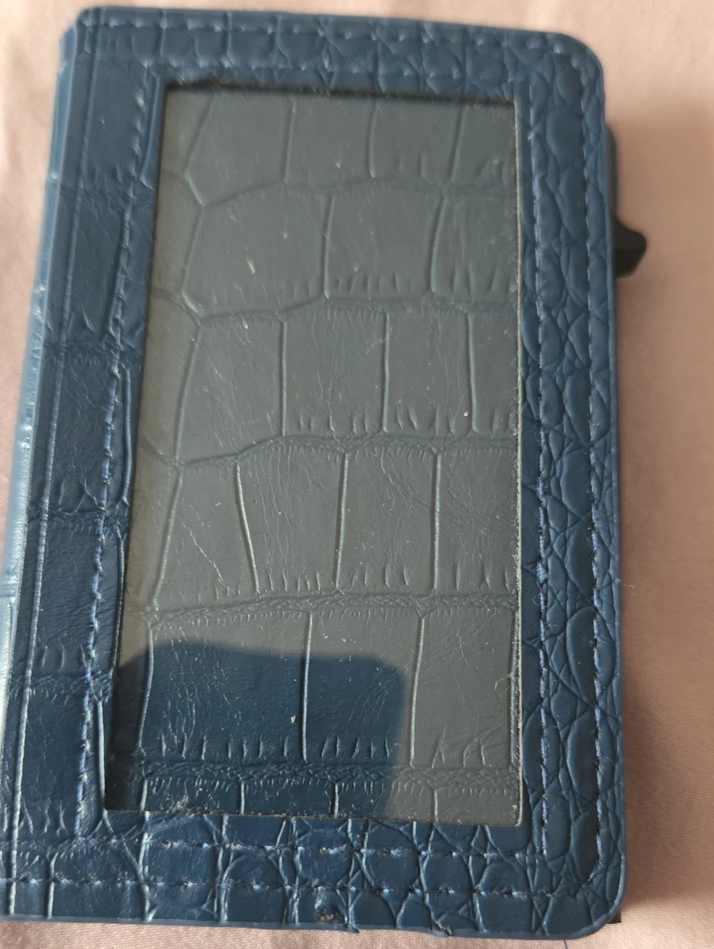 Women Or Mens Blue Croc-Textured Card, License, Wallet Pop Up Case